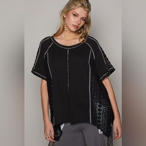 POL | Oversized Round Neck
Raglan Half Sleeve Knit Top